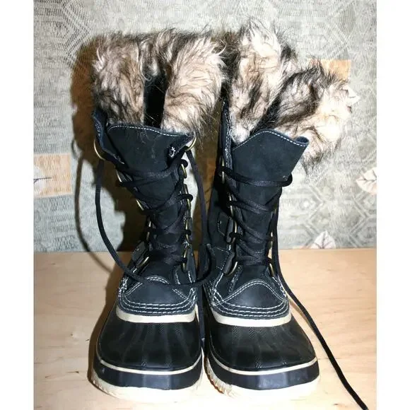 Sorel Joan of Arctic Black Leather Winter Boots 9 / 41 1/3 - Picture 2 of 7